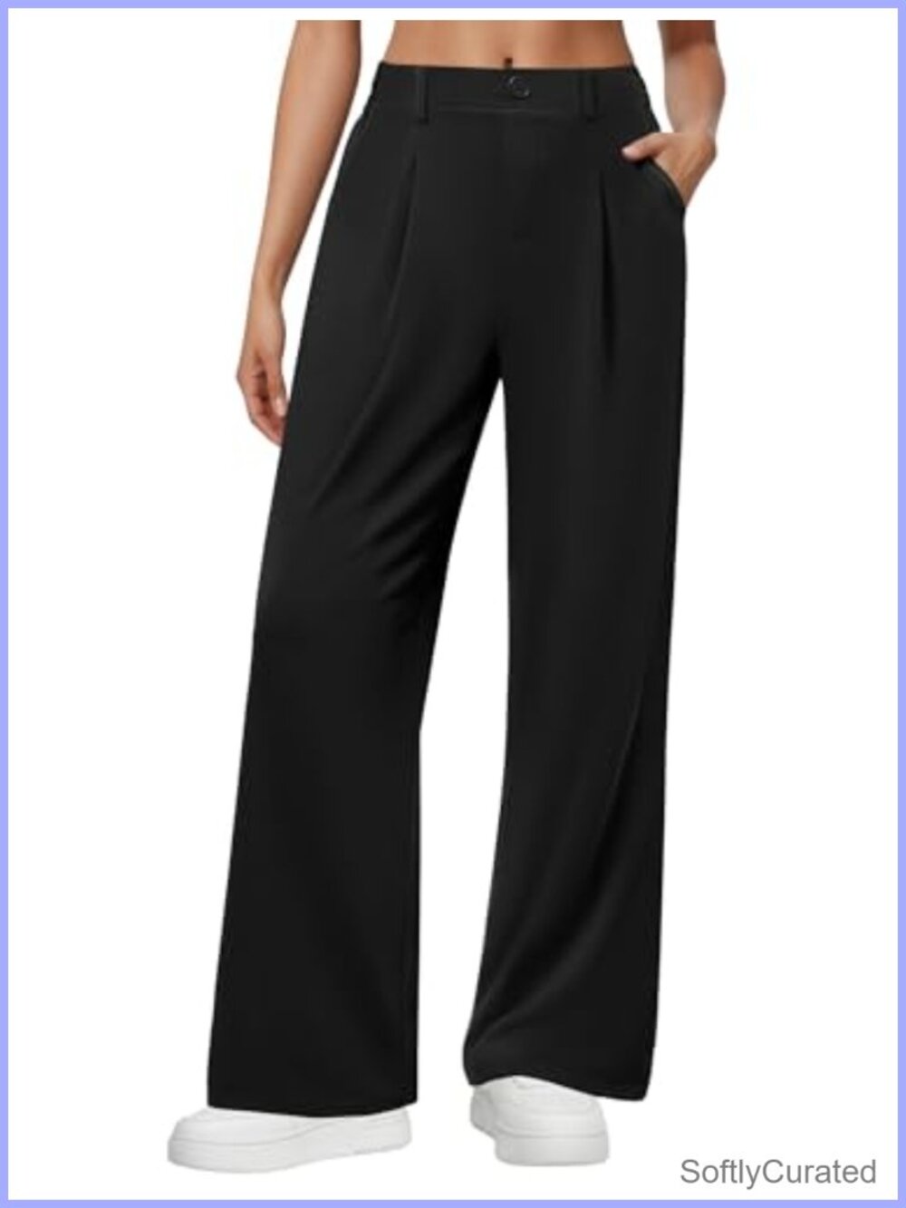 Wide Leg Dress Pants Women Pull On High Waist Stretch Work Slacks